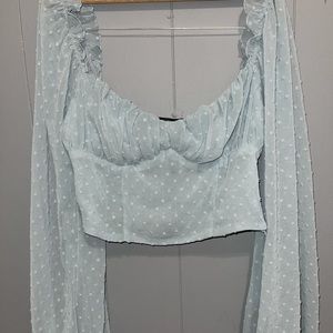 F21 Cropped Puff long Sleeve Top